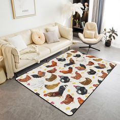 a living room filled with furniture and a rug