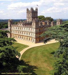 an aerial view of a castle with trees in the foreground