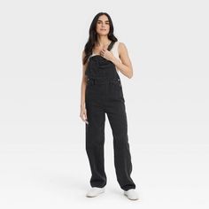 Women's 90's Baggy Jumpsuit - Universal Thread™ Black 00 : Target High Rise Cotton Overalls With Pockets, Casual Washed Black Overalls For Spring, Relaxed Fit Washed Jumpsuit Overall, Cotton Washed Denim Overall Jumpsuit, Washed Cotton Denim Overall Jumpsuit, Washed Cotton Denim Jumpsuit, Casual Overalls And Rompers For Fall, Casual Denim Shortalls For Fall, Casual Overalls Jumpsuits For Fall