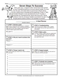 the seven steps to success worksheet is shown in black and white with an image of