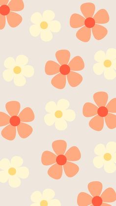 an orange and white flower pattern on a gray background