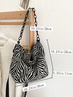 Bag For Love - Zebra Striped Pattern Shoulder Bag - Women Shoulder Bags Product Description Color Black and White Strap Type Adjustable Strap Type Chain Pattern Type Zebra Stripe Style Fashionable Bag Size Medium Quantity 1 piece Type Square Bag Composition 100% Cotton Material Canvas Size Chart INCH CM Size Bag Width Bag Height Bag Length Strap Length one-size 4.3 10.2 10.2 47.2 Size Bag Width Bag Height Bag Length Strap Length one-size 11 26 26 120 Similar Products h2 { text-align: center; } . Trendy Black Bag With Animal Design, Trendy Black Bags With Animal Design, Everyday Use Zebra Print Shoulder Bag, Everyday Zebra Print Shoulder Bag, Black Zebra Print Bag For Daily Use, Black Zebra Print Bags For Daily Use, Casual Black Bag With Animal Design, Black Shoulder Bag With Animal Design For Shopping, White Zebra Print Shoulder Bag