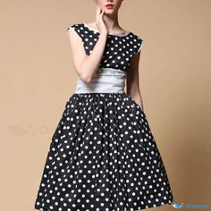 OrcaJump - Chic Sleeveless Cotton Dress with Retro Polka Dot Design - Multiple Sizes Sleeveless Cotton Dress, Polka Dot Design, Dot Design, Dots Design, Cotton Dress, Cotton Dresses, Polka Dot, Polka Dots, Dots