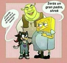 an image of a cartoon character with a cat next to him and the caption reads sers un gran padre, shre