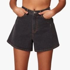 Nwt High Rise Balloon Stretch Denim Shorts Size:- 24 (Xs) Color:- Bahbah (Distressed Black) New Same As Pictures Never Been Used Or Tested High Rise Wide Leg Opening Five-Pocket Design Back And Side Darts Inseam: Approx 4” Front Rise: 13 ½" Leg Opening: 34” 77% Cotton 22% Rayon 1% Lycra Machine Wash In Cool Water With Like Colors. Do Not Bleach. Do Not Tumble Dry. Low Heat Iron If Needed. Do Not Dry Clean. Stretch Denim Shorts, Pocket Design, Stretch Denim, New Black, Denim Shorts, Bleach, Black And Grey, Wide Leg, High Rise