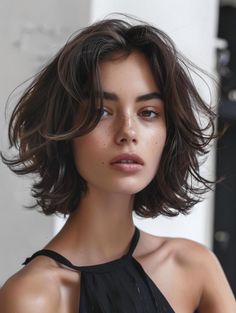 Trendy Layered Bob Haircuts for All Hair Types Bob Thick Hair Wavy, Short Bob Layers, Short Bob Thick Hair, Short Hair Chin Length, Hair Chin Length, Chin Length Haircuts, Cool Hairstyles For Girls, Choppy Bob Haircuts, Layered Bob Haircuts