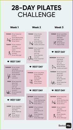 the 28 day pilates challenge poster