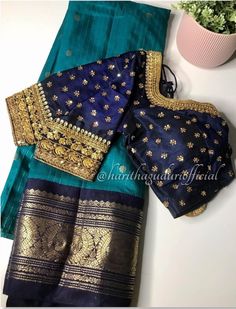 Blue Pattu Saree, Blouse Design Aari Work, Blouse Maggam Work, Maggam Work Blouse, Pattu Saree Blouse Designs, Saree Blouse Neck Designs