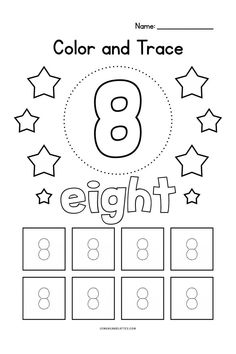 the number eight worksheet with numbers and stars