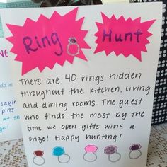 a sign that says ring hunt and there are 40 rings hidden throughout the ribbon,