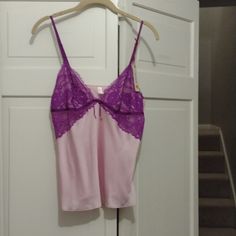 Nwt, Made By Scarlett Blue. Size Small Fitted Purple Sleepwear With Built-in Bra, Purple Camisole Tank Top For Night Out, Purple Sleepwear With Built-in Bra For Night, Purple Fitted Sleepwear With Spaghetti Straps, Fitted Purple Sleep Top, Purple Tops With Built-in Bra For Night Out, Purple Camisole For Daywear, Purple Camisole Top With Built-in Bra, Pink Fitted Camisole For Night