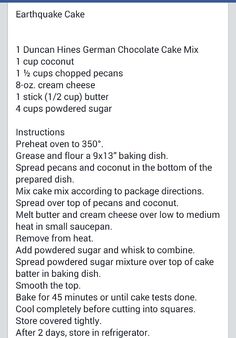 the recipe for chocolate cake is shown in this screenshote screen graber image