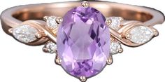 Elegant Rose Gold Oval Amethyst Ring, Elegant Oval Rose Gold Amethyst Ring, Elegant Lavender Wedding Rings, Elegant Rose Gold Solitaire Amethyst Ring, Elegant Oval Amethyst Ring In Rose Gold, Elegant Lavender Rings For Wedding, Elegant Lavender Round Cut Rings, Elegant Rose Gold Round Cut Amethyst Ring, Elegant Amethyst Ring In Rose Gold For Anniversary