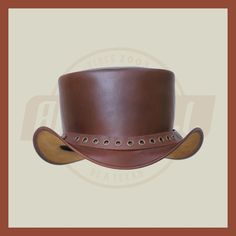 Description: * High-Quality Craftsmanship hand made * Real Leather * 100% pure leather **Those living in remote areas will have to pay $50 extra as shipping charges before the item is shipped. Sizing Heads come in all sizes, and in a lots variety of shapes. Although high quality hats are adaptable, and will usually conform to differences in shape with a little wearing, it is essential that the size be correct for the head. To determine your hat size, measure the circumference around your head, k Steampunk Leather Top Hat With Flat Crown, Steampunk Leather Hat Band With Short Brim, Steampunk Leather Hat With Adjustable Fit, Adjustable Leather Steampunk Hat, Leather High Crown Top Hat For Rodeo, Adjustable Leather Steampunk Top Hat, Adjustable Leather Vintage Hat Bands, Vintage Adjustable Leather Hat Bands, Adjustable Vintage Leather Hat Bands