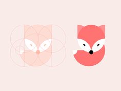 an image of two fox heads on a pink background