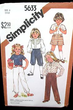 an old sewing pattern for children's clothing, including shorts and top with pockets