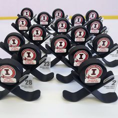 eight hockey awards are on display for the first time