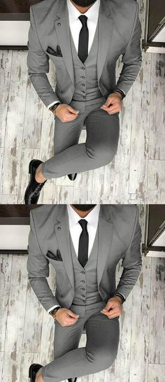 gray suit men Prom Suit Outfits, Outfits For Graduation, Wedding Guest Men, Prom Tux, Terno Slim Fit, Types Of Suits