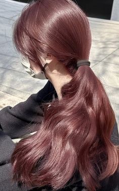 Cherry Pink Brown Hair, Dusty Red Hair Color, Pinky Brown Hair, Ash Red Hair Color, Hachi Hair Color, Light Cherry Brown Hair, Wine Color Hair, Cherry Pink Hair