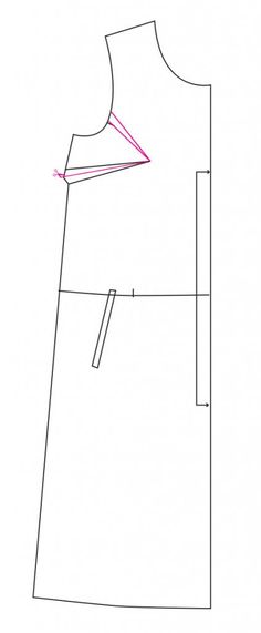 the front and back view of a sewing pattern for a dress with one side cut out