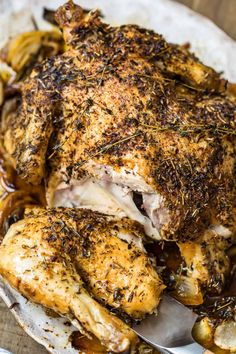 a close up of a plate of food with chicken