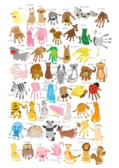 a poster with many different types of animals in the shape of letters and numbers on it