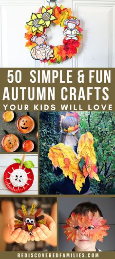 fall crafts and activities for kids to make with leaves, pumpkins, paper plates and more