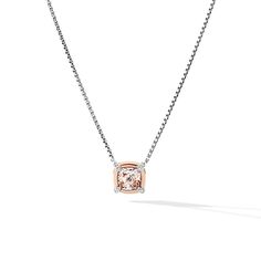 Petite Chatelaine Pendant Necklace with Morganite, 18K Rose Gold Bezel and Pave Diamonds Rose Gold Morganite, Cable Bracelets, Chatelaine, Morganite, Signet Ring, 18k Rose Gold, Necklace Designs, Pave Diamonds, Black Diamond