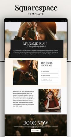 the website design for squarespace