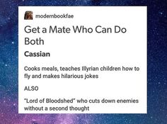 a tweet with the caption get a mate who can do both cassian