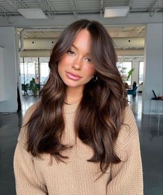 Soft Brown Balayage Subtle Highlights, Rick Brown Hair Color, Light Brown Layered Hair Medium, Level 7 Chocolate Brown Hair, Brown Hair W Dimension, Asian Brunette Hair Dark Brown, Low Maintenance Brunette Balayage, Chocolate Brown Hair Toner, Dark Gloss On Hair