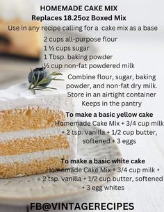 a recipe for homemade cake mix on a plate