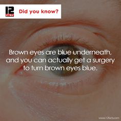 an eye with the words brown eyes are blue underneath, and you can actually get a surgery