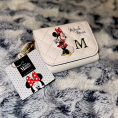 Nwt-Disney Minnie Mouse Wallet-White With Gold Embellishments-M Letter. Adorable Wallet!! Great For Any Disney Fan! Disney Style Bags With Card Slots For Gifts, Disney Bags With Card Slots As Gift, Disney Minnie Mouse White Bag, Disney Card Holder, Disney Coach Wallet, Disney Blue Travel Wallets, Disney Wallets For Women, Princess Backpack, Disney Wallets Loungefly