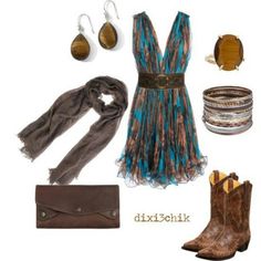 Dixie!!! Love the colors Look Hippie Chic, Look Festival, Essense Of Australia, Brown Teal, Teal Dress, Mellow Yellow, Clothes And Accessories, Country Girls, Look Cool