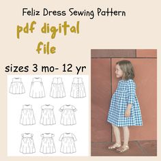 Feliz Dress Sewing Pattern Simple Toddler Dress Pattern, Toddler Clothes Sewing Patterns, Free Childrens Sewing Patterns, Homestead Sewing Projects, Kids Clothing Patterns, Free Sewing Patterns For Kids, Baby Clothes Sewing Patterns, Patchwork Dress Pattern