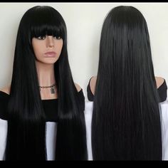 Black Color Synthetic 34 Inch Wig, New Synthetic Wigs, Black Color, Wig Hairstyles, Womens Hairstyles, Wigs, Hair, Women Shopping, Black, Color