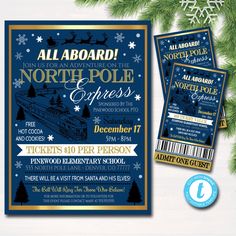 the north pole express christmas party flyer