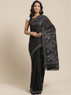 "Find more items of ADA:- https://www.etsy.com/in-en/shop/AdachikanStudio Color Option : - MAROON PINK BLACK WHITE PURPLE LIGHT GREEN GREEN Thread: White Cotton Thread Fabric: Cotton Length of the Saree: 5.50 meter Blouse Fabric: 1 meter Type of Embroidery: Chikankari Embroidery: Bakhiya and Jaali Thread: White Cotton Ocassion: Party Wear Fabric Care: Hand wash Sales Package: Sari with attached unstitched blouse Touch and Feel: Soft and Comfortable Silhouette: Feel elegant with Ada Chikankari sa Black Saree With Chikankari Embroidery, Festive Black Saree With Chikankari Embroidery, Diwali Black Saree With Chikankari Embroidery, Black Embroidered Saree For Celebration, Celebration Black Embroidered Saree, Traditional Chikankari Embroidery Saree, Black Traditional Saree With Chikankari Embroidery, Traditional Black Saree With Chikankari Embroidery, Traditional Black Blouse With Chikankari Embroidery