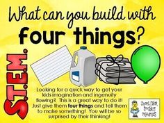 a yellow poster with words and pictures on it that says, what can you build with four things?