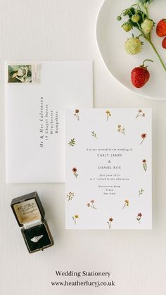 floral wedding invitations styled with an envelope Garden Wedding Invitation, Free Wedding Invitation Templates, Wildflower Wedding Invitations, Minimal Wedding Invitation, Invitation Fonts, Spring Wedding Invitations, Garden Wedding Invitations, Custom Wedding Stationery, Flower Wedding Invitation