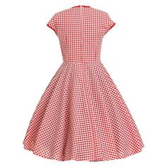 Plus Size Dress Red Gingham Dress Checkered Dress Summer Dress 50s Swing Party Dress Picnic Dress Retro Dress Pin Up Dress Rockabilly Dress The sensational "BOWIE" dress by vintage repro designers "Lady Mayra" have so much style, featuring edging around a sweetheart neckline and sleeves, and a contrasting detachable bow in the centre of the bust. The dress features a true 1950s style flared skirt. We have photographed the dress using a 1950s style petticoat, (which helps to show the fullness of Bowie Dress, Dress Picnic, Pinup Skirt, 50s Party Dress, Red Gingham Dress, 50s Party, Graduation Pics, Picnic Dress, Kawaii Dress