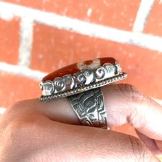 Jasper Elongated Statement Ring Sterling silver Adjustable Silver Ring With Large Rectangular Stone, Silver Rings With Large Rectangular Stone, Ring Sterling Silver, Sterling Ring, Statement Ring, Statement Rings, Sterling Silver Rings, Sterling Silver, Ring