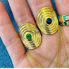 Handcrafted in 18k Yellow Gold and Blue Sapphire 1.9" Circumference Ring You may also like our Universum Ring Tsavorite Ring, Chevron Earrings, Diamond Signet Ring, Chevron Bracelet, Chevron Necklace, Concentric Circles, Chevron Ring, Gold Signet Ring, Ancient Symbols