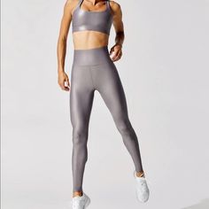 Never Worn Leggings!! So Comfy!! Sporty Metallic Fitted Bottoms, Metallic Stretch Leggings For Sport, Sporty Metallic Stretch Leggings, Metallic Athleisure Bottoms For Workout, Metallic Athleisure Leggings For Workout, Metallic Sporty Leggings For Gym, Metallic Fitted Leggings For Yoga, Sporty Fitted Metallic Leggings, Metallic Stretch Leggings For Gym