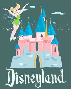 an image of a disney castle with the words disneyland on it