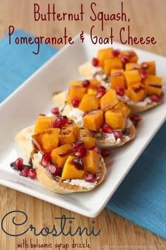 butternut squash, pomegranate and goat cheese on toasted bread