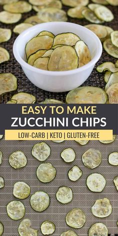 zucchini chips in a white bowl on top of a table