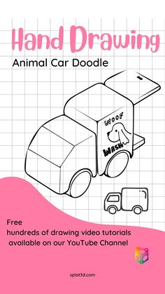 an animal car doodle is shown with the words hand drawing