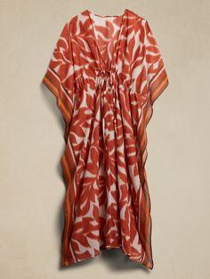 Beachy Tunic Kaftan For Vacation, Beachy Kaftan Tunic For Vacation, Summer Orange Floral Print Kaftan, Breezy Tunic Cover-up For Vacation, Bohemian Kaftan For Beach Resort Season, Beachwear Tunic With Printed Design For Beach, Summer Beach Tunic With Printed Design, Summer Beach Tunic With Printed Details, Summer Beach Tunic With Print